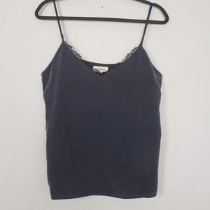 L'AGENCE Navy Silk Cami Blouse Small